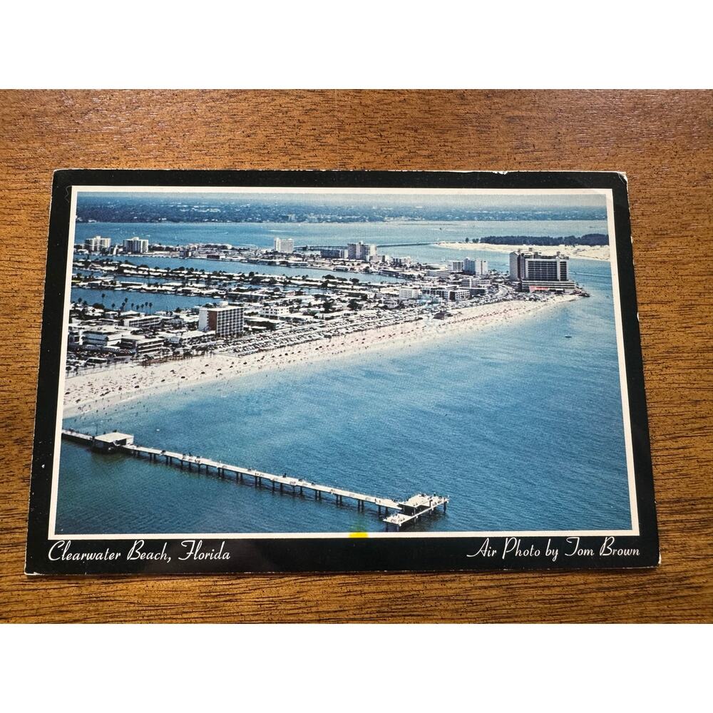 Vintage 1986 Clearwater Beach Florida Aerial View Chrome Postcard Mailed